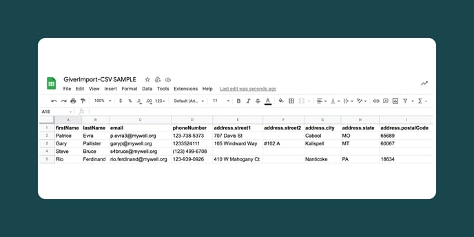 Giver-Import CSV